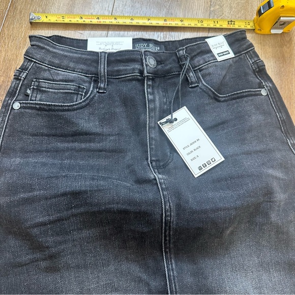 NWT JUDY BLUE Dazzle Denim Rhinestone Black Midi Skirt Size Small - Picture 10 of 13